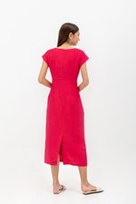 MINNIE CUT OUT LINEN MIDI DRESS