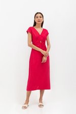 MINNIE CUT OUT LINEN MIDI DRESS