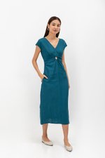 MINNIE CUT OUT LINEN MIDI DRESS