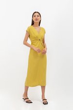 MINNIE CUT OUT LINEN MIDI DRESS
