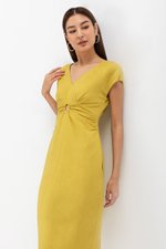 MINNIE CUT OUT LINEN MIDI DRESS