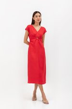 MINNIE CUT OUT LINEN MIDI DRESS