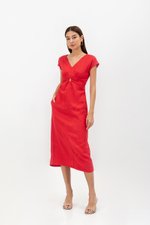 MINNIE CUT OUT LINEN MIDI DRESS