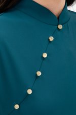 ELLERIE CAP SLEEVE CONTRAST BUTTON CHEONGSAM W SASH