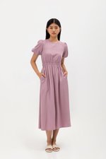 ABA PUFF SLEEVE ELASTIC TENCEL DRESS ABA PUFF SLEEVE ELASTIC TENCEL DRESS