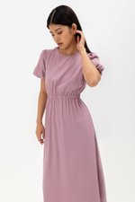 ABA PUFF SLEEVE ELASTIC TENCEL DRESS ABA PUFF SLEEVE ELASTIC TENCEL DRESS
