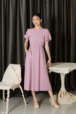 ABA PUFF SLEEVE ELASTIC TENCEL DRESS ABA PUFF SLEEVE ELASTIC TENCEL DRESS