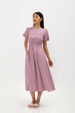 ABA PUFF SLEEVE ELASTIC TENCEL DRESS ABA PUFF SLEEVE ELASTIC TENCEL DRESS