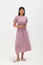 ABA PUFF SLEEVE ELASTIC TENCEL DRESS ABA PUFF SLEEVE ELASTIC TENCEL DRESS