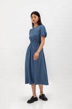 ABA PUFF SLEEVE ELASTIC TENCEL DRESS ABA PUFF SLEEVE ELASTIC TENCEL DRESS