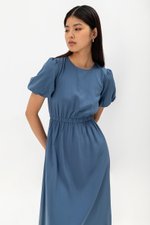 ABA PUFF SLEEVE ELASTIC TENCEL DRESS ABA PUFF SLEEVE ELASTIC TENCEL DRESS