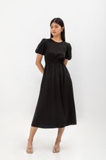 ABA PUFF SLEEVE ELASTIC TENCEL DRESS ABA PUFF SLEEVE ELASTIC TENCEL DRESS