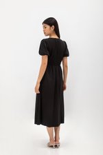 ABA PUFF SLEEVE ELASTIC TENCEL DRESS ABA PUFF SLEEVE ELASTIC TENCEL DRESS
