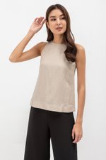 MILLIE BACK SLIT BUTTONDOWN LINEN TOP
