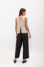 MILLIE BACK SLIT BUTTONDOWN LINEN TOP