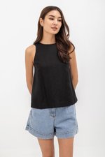 MILLIE BACK SLIT BUTTONDOWN LINEN TOP