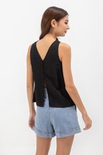 MILLIE BACK SLIT BUTTONDOWN LINEN TOP