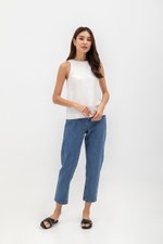 MILLIE BACK SLIT BUTTONDOWN LINEN TOP