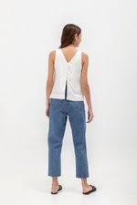MILLIE BACK SLIT BUTTONDOWN LINEN TOP