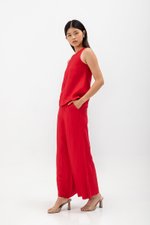 MILLIE BACK SLIT BUTTONDOWN LINEN TOP