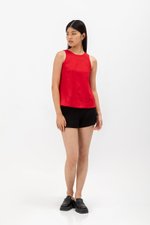 MILLIE BACK SLIT BUTTONDOWN LINEN TOP