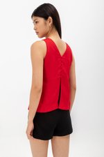 MILLIE BACK SLIT BUTTONDOWN LINEN TOP