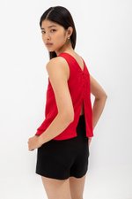 MILLIE BACK SLIT BUTTONDOWN LINEN TOP