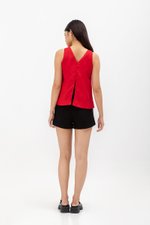 MILLIE BACK SLIT BUTTONDOWN LINEN TOP