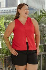 MILLIE BACK SLIT BUTTONDOWN LINEN TOP