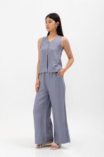 MILLIE BACK SLIT BUTTONDOWN LINEN TOP