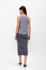 MILLIE BACK SLIT BUTTONDOWN LINEN TOP