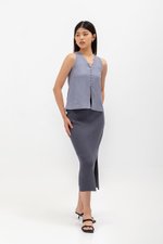 MILLIE BACK SLIT BUTTONDOWN LINEN TOP