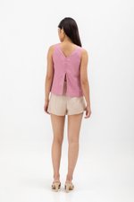 MILLIE BACK SLIT BUTTONDOWN LINEN TOP