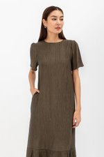 LILOU TEXTURED DRESS W SASH