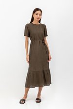 LILOU TEXTURED DRESS W SASH
