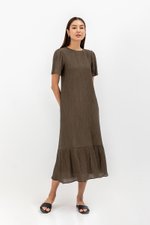 LILOU TEXTURED DRESS W SASH