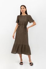 LILOU TEXTURED DRESS W SASH