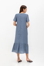 LILOU TEXTURED DRESS W SASH