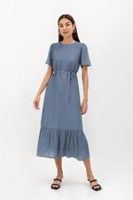 LILOU TEXTURED DRESS W SASH