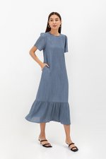 LILOU TEXTURED DRESS W SASH