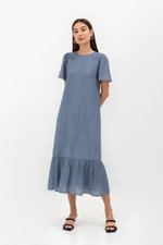 LILOU TEXTURED DRESS W SASH