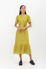 LILOU TEXTURED DRESS W SASH