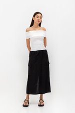 JEAN OFF SHOULDER KNIT TOP