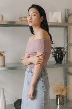 JEAN OFF SHOULDER KNIT TOP