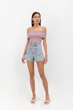 JEAN OFF SHOULDER KNIT TOP