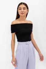 JEAN OFF SHOULDER KNIT TOP