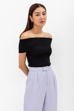 JEAN OFF SHOULDER KNIT TOP