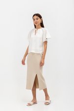 MIRREN FRONT TIE LINEN TOP MIRREN FRONT TIE LINEN TOP