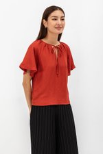MIRREN FRONT TIE LINEN TOP MIRREN FRONT TIE LINEN TOP