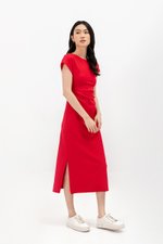 MILAN SIDE PLEATED BOATNECK DRESS MILAN SIDE PLEATED BOATNECK DRESS